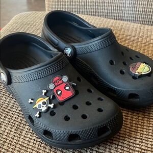 CROCS Black Kids Clog Sandals with Character Jibbitz